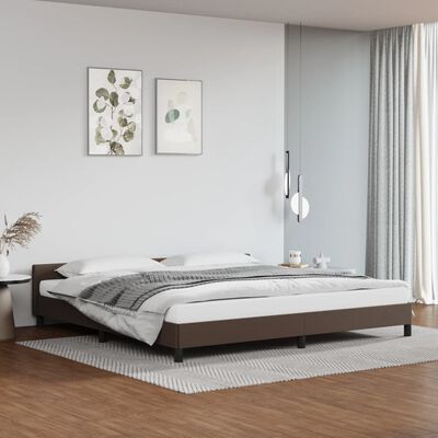 vidaXL Estrutura cama c/ cabeceira 200x200cm couro artificial castanho