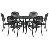 vidaXL Conjunto de Jantar para Jardim 7 pcs Preto 90 x 90 x 75 cm