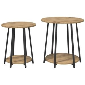 vidaXL Conjunto de mesas de apoio 2 unid. Carvalho Artesanal e Preto
