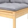 vidaXL 3 pcs conj. lounge jardim c/ almofadões cinzentos pinho maciço