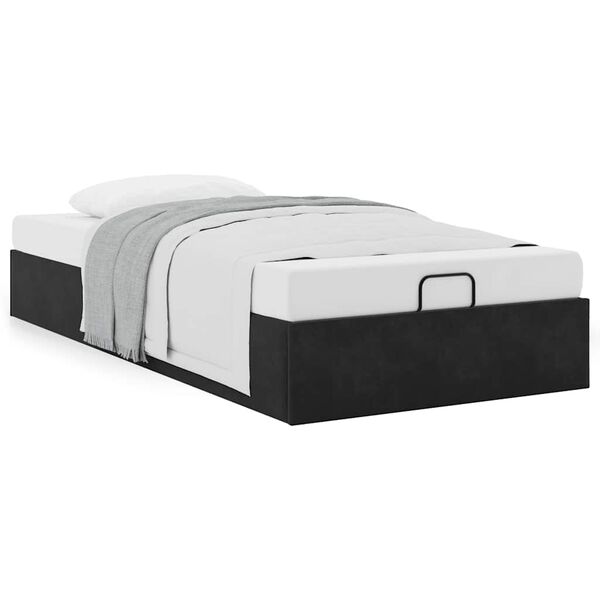 vidaXL Otomano Bed Frame No Colch&atilde;o Preto 80x200 cm Veludo