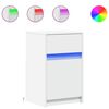 vidaXL Mesa de cabeceira com luzes LED derivados de madeira branco