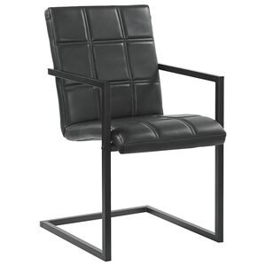 vidaXL Cadeiras de jantar cantilever 2 pcs couro genu&iacute;no preto
