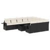 vidaXL 11 pcs conjunto sof&aacute;s de jardim c/ almofad&otilde;es vime PE preto