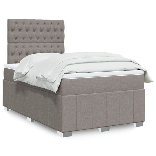 vidaXL Cama boxspring c/ colch&atilde;o 120x190cm tecido castanho-acinzentado