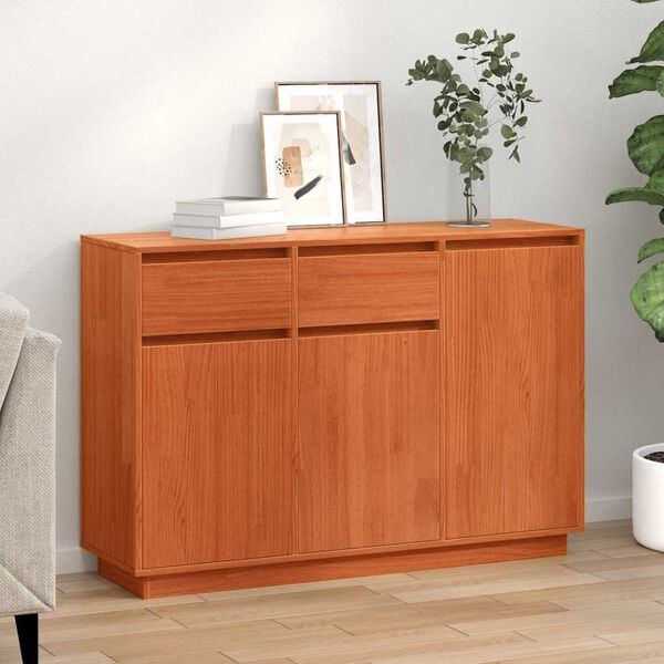 vidaXL Buffet Marrom Cera 110 x 34 x 75 cm Madeira de Pinheiro S&oacute;lida