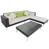 vidaXL 4 pcs conjunto lounge de jardim c/ almofad&otilde;es vime PE preto