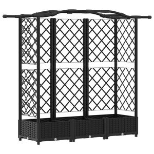 vidaXL Cama Elevada com Treli&ccedil;a e Telhado Preto 163 x 40 x 126 cm PP