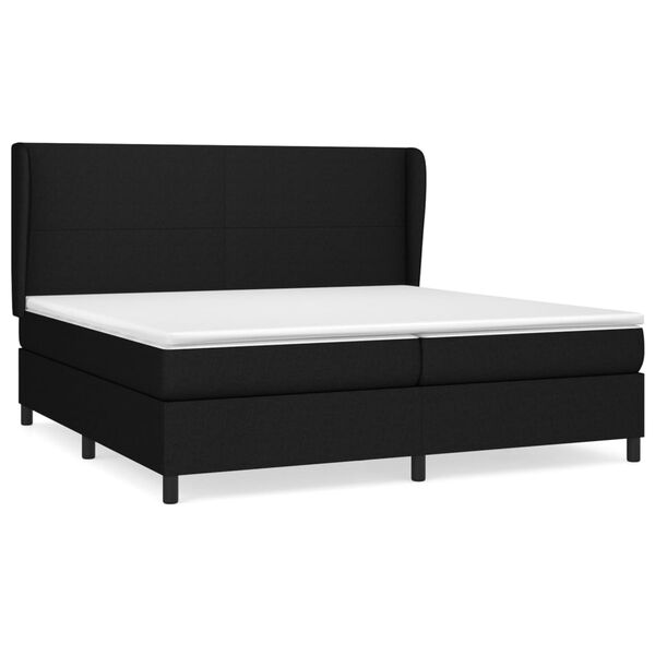vidaXL Cama com molas/colch&atilde;o 200x200 cm tecido preto