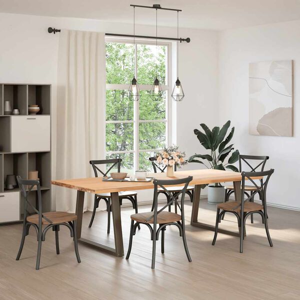 vidaXL P&eacute;s para mesa de jantar em formato de V, 2 pe&ccedil;as, a&ccedil;o natural, 100x(72-73,3) cm, a&ccedil;o