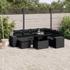 vidaXL 8 pcs conjunto sof&aacute;s de jardim com almofad&otilde;es vime PE preto
