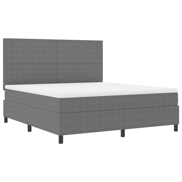 vidaXL Cama Box Spring LED Cinza Claro e Branco 180 x 200 cm