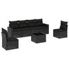 vidaXL 7 pcs conjunto de sof&aacute;s p/ jardim c/ almofad&otilde;es vime PE preto