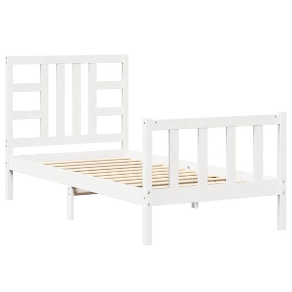 vidaXL Cama sem colch&atilde;o 90x190 cm madeira de pinho maci&ccedil;a branco