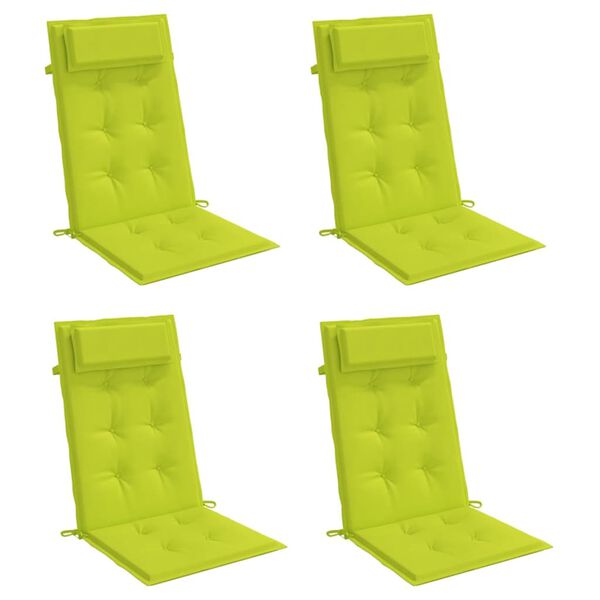 vidaXL Almofadões p/ cadeira encosto alto 4 pcs oxford verde brilhante