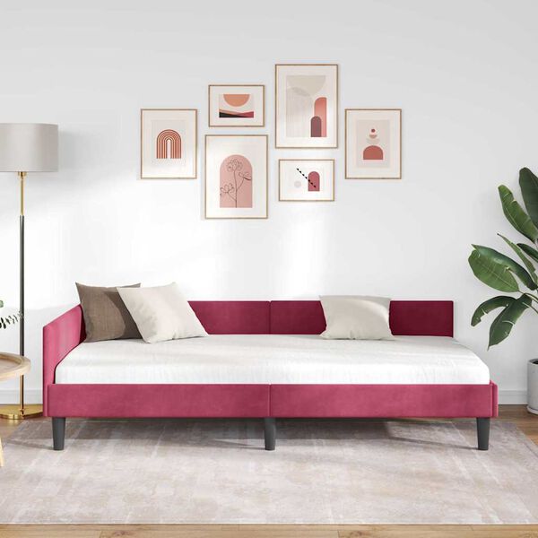 vidaXL Estrutura de Cama de Canto Vinho Vermelho 100 cm x 200 cm