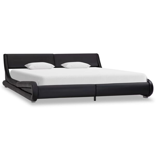 vidaXL Estrutura de cama 180x200 cm couro artificial preto