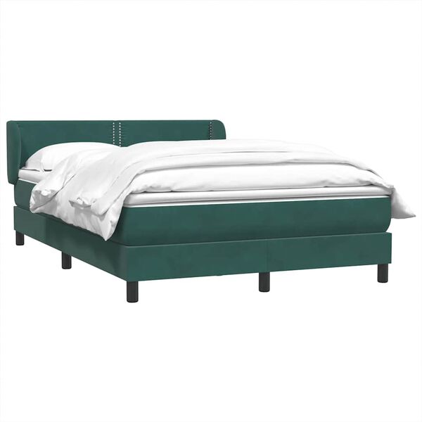 vidaXL Cama com molas/colch&atilde;o 140x220 cm veludo verde-escuro
