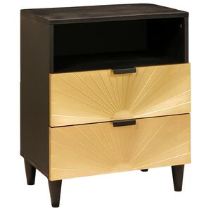 vidaXL Mesa-de-cabeceira Preto e Ouro 50 x 33 x 62 cm