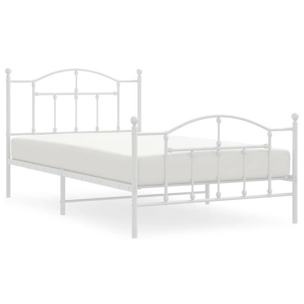 vidaXL Estrutura de cama com cabeceira e p&eacute;s 107x203 cm metal branco