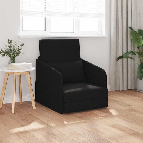 vidaXL Sof&aacute;-Cama 60cm Preto tecido