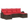vidaXL Conjunto de Sof&aacute;s 6 unid. 6-N&uacute;mero de lugares Marrom e Vermelho