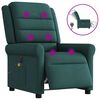 vidaXL Poltrona reclin&aacute;vel de massagens el&eacute;trica tecido verde-escuro