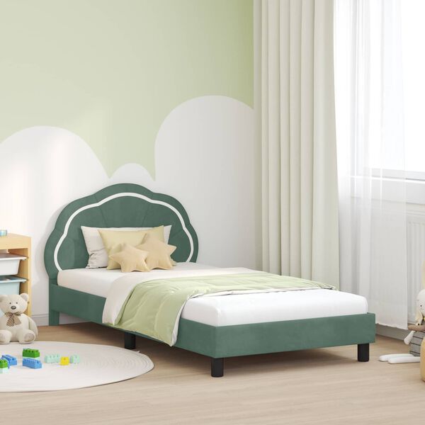 vidaXL Estrutura de Cama Infantil com Cabeceira Verde do Mar