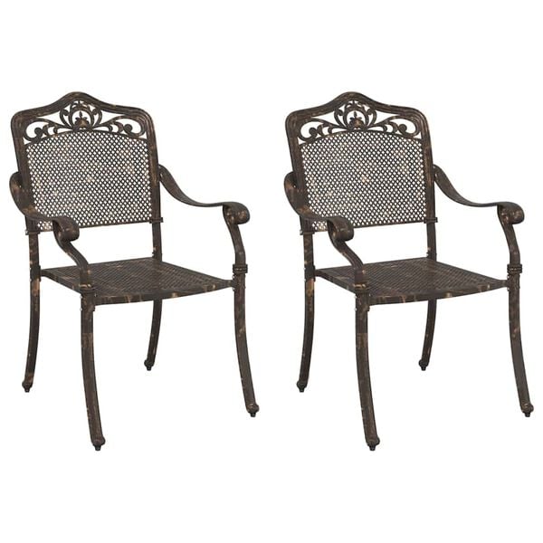 vidaXL Cadeira de Jardim 2 pcs Bronze 55 x 56.5 x 91cm Alumínio