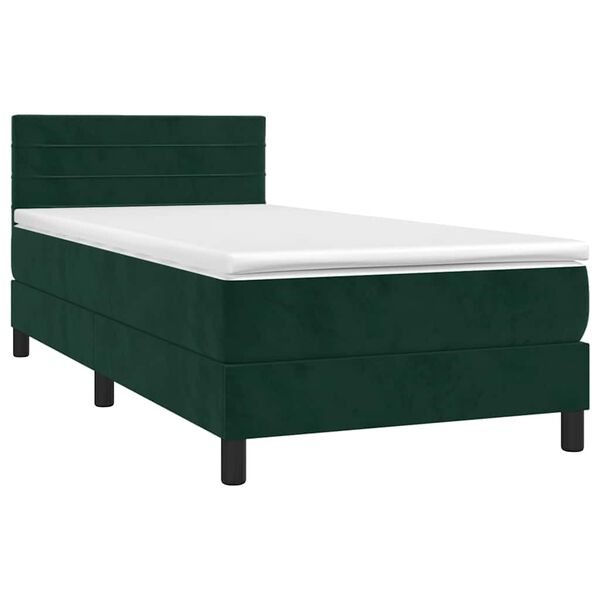 vidaXL Cama com molas/colch&atilde;o 100x200 cm veludo verde-escuro