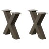 vidaXL P&eacute;s para mesa de centro em formato de X, 2 pe&ccedil;as, a&ccedil;o natural, 60x (42-43) cm, a&ccedil;o