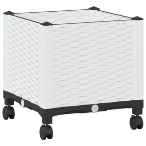 vidaXL Vaso de Jardim com Rodas Branco 40 x 40 x 48 cm PP