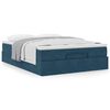 vidaXL Estrutura de cama otomana com colch&atilde;o 140x190cm azul escuro