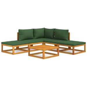 vidaXL 6 pcs conj. lounge jardim madeira c/almofad&otilde;es verdes
