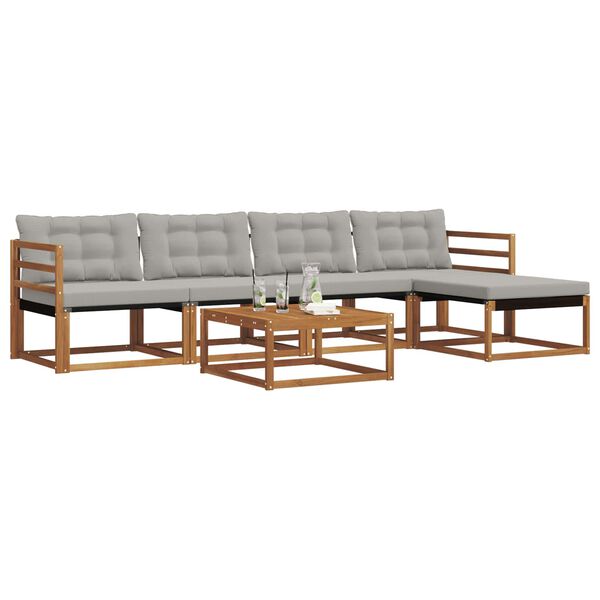 vidaXL Conjunto de Sof&aacute;s para Exterior 6 pcs Cinza Natural e Claro