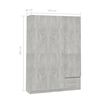 vidaXL Roupeiro 3 portas 120x50x180 cm contraplacado cinzento cimento