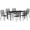 vidaXL Conjunto de Jantar para Jardim 7 pcs Preto A&ccedil;o revestido a p&oacute;