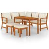 vidaXL 6 pcs conjunto de jantar p/ jardim c/ almofad&otilde;es ac&aacute;cia maci&ccedil;a