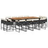 vidaXL 13 pcs conjunto de jantar p/jardim com almofad&otilde;es vime PE preto