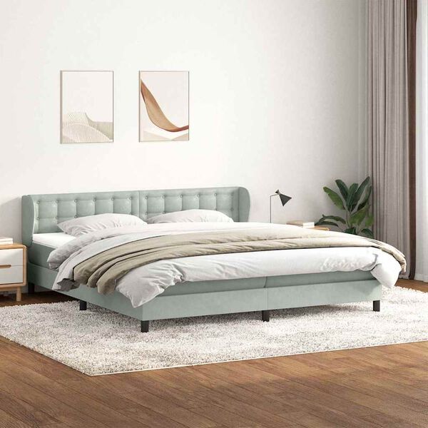 vidaXL Cama com molas/colch&otilde;es 180x210 cm veludo cinzento-claro