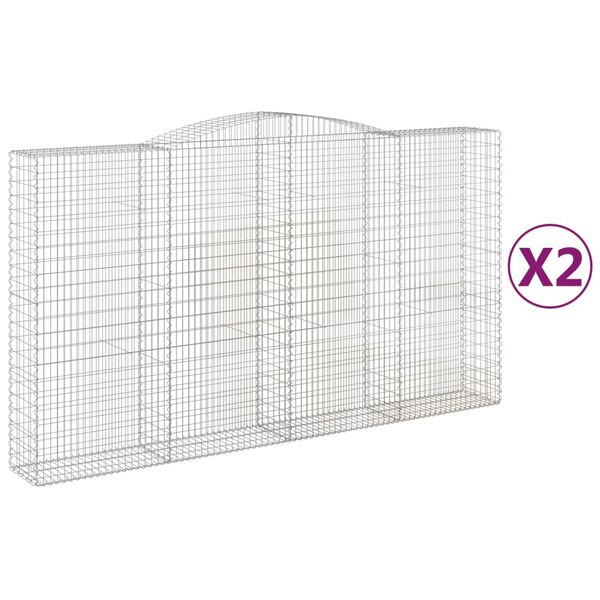vidaXL Cestos gabi&atilde;o arqueados 2pcs 400x50x220/240cm ferro galvanizado
