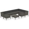 vidaXL 10 pcs conjunto lounge de jardim c/ almofad&otilde;es vime PE cinzento