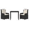 vidaXL Conjunto de Jantar para Jardim 3 pcs Preto vime PE