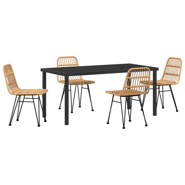 vidaXL Conjunto de Jantar para Jardim 5 pcs Castanho