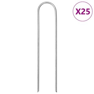 vidaXL Cavilhas de terra em forma de U 25pcs 15x3,5 cm a&ccedil;o galvanizado