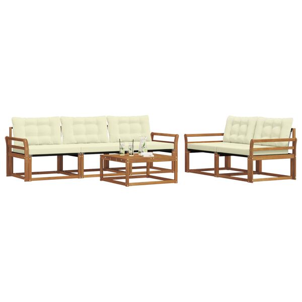 vidaXL Conjunto de Sof&aacute;s para Exterior 6 pcs Natural e Creme