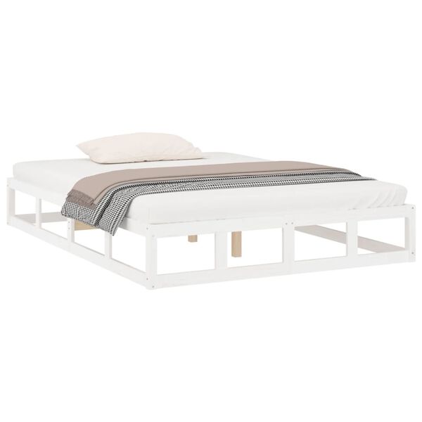 vidaXL Estrutura de cama king 150x200 cm madeira maci&ccedil;a branco