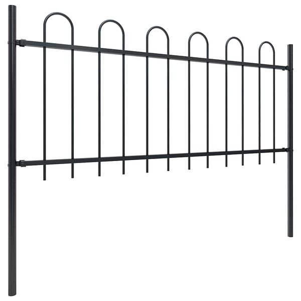 vidaXL Cerca de jardim com arco superior em a&ccedil;o 1781,5x80 cm preta
