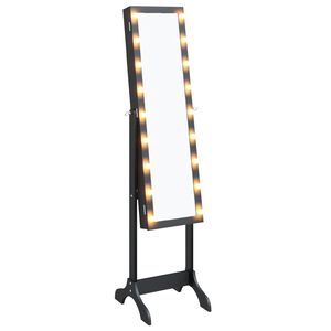 vidaXL Espelho de p&eacute; com luzes LED 34x37x146 cm preto