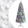 vidaXL &Aacute;rvore Natal artificial pr&eacute;-iluminada 240 cm fibra &oacute;tica branco